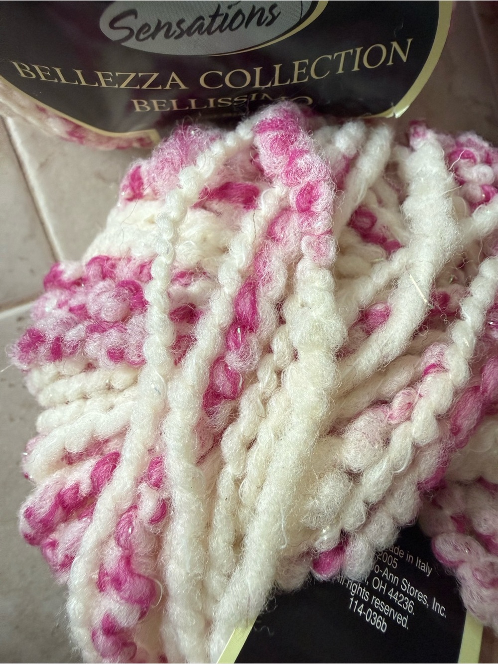 Sensations Bellezza Collection Bellissimo Wool Blend Yarn - Fuchsia & Cream - Picture 6 of 12